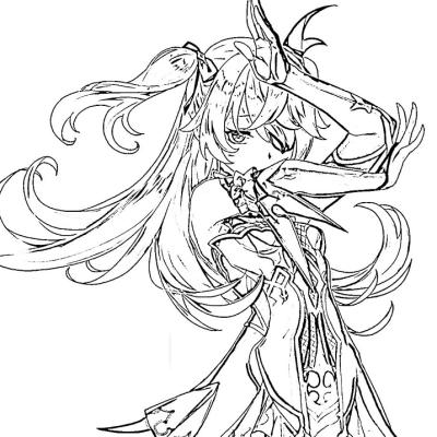 Ourcoloringpage Shenhe Genshin Impact 12
