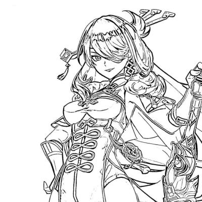 Ourcoloringpage Shenhe Genshin Impact 23
